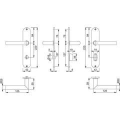 Langschildgarnitur Ams.E1400Z/302 VA F69 SK/OL 78mm HOPPE