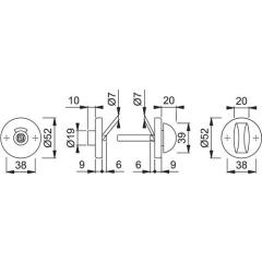 Schlüsselrosetten-Paar 42KVS Alu.F1/naturf.Schildst.9mm RWSK/OL rd.HOPPE