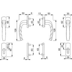 Hoppe Balkon-/ Fenstertür-Garnitur New York 0810/961N/U10 | Türstärke 63-73 mm, Aluminium F9016