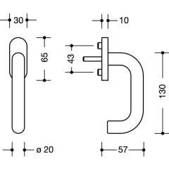 HEWI Fenstergriff 111FG.1 30 mm Kunststoff 99 reinweiß 30 mm Stand.