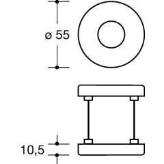 HEWI Drückerrosetten-Paar 305.23PBR 90 Kunststoff 90 Schildst.10,5 mm rund rund