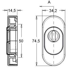 edi - Schlüsselrosette 0815/0000 VA EST Schildst.14,5 mm PZ ov.