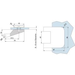 Glastürband 6325-20 LM Edelstahlfarbig rund  f.3-teillig