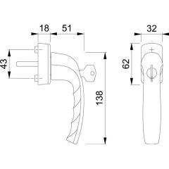 Hoppe Fenstergriff New York 0810S/US10 | Aluminium F9016/verkehrsweiß abschließbar