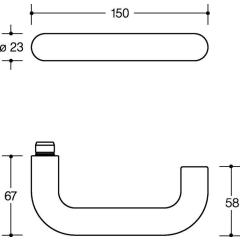 HEWI Halbgarnitur 111PBR22.230 PA 90m 4-KT.8 mm 38,1-43,0 mm Schutzrosetten