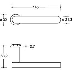 HEWI Rosetten-Drückergarnitur 270XAM01.130 VA (1.4301) PZ-PZ