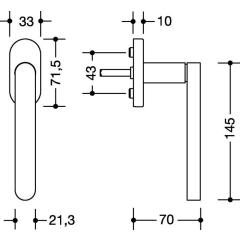 HEWI Fenstergriff 270XAFG.1 VA ma geschl.30 mm Stand.