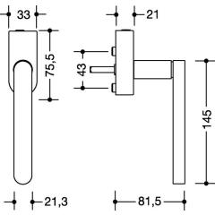 HEWI Fenstergriff 270XAFGA.1 VA ma geschl.30 mm abschl.