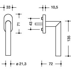HEWI Fenstergriff 162XAFG VA ma geschl.40 mm Stand.