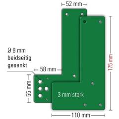 GFS - Montagepl.901-/ 991 470 Mont.an GLT Schwenk-Türwächter DIN L/R L175xB110mm