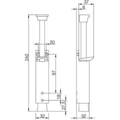 DENI - Türfeststeller 3837 0060 22 Zinkdruckg.silber lack.Hubh.90mm Türmontage