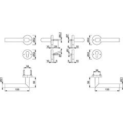 FS-Garnitur Ams.FS-1400/42H/42HS Alu.F9714M D/D TS 45-65mm PZ rd.DIN L/R HOPPE