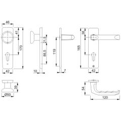Hoppe Kurzschildgarnitur London Aluminium (F2/neusilberfarbig) PZ