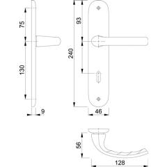 Hoppe Langschildgarnitur Tôkyô Aluminium (F2/neusilberfarbig) WC