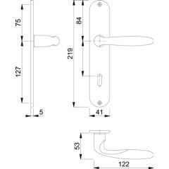 Hoppe Langschildgarnitur Verona Messing (F49R/verchromt-Resista®) BB