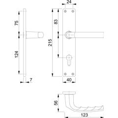 Hoppe Langschildgarnitur Birmingham Aluminium (F2/neusilberfarbig) PZ