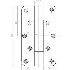 SIMONSWERK - Objektband VARIANT VN 2929/160 VA ma geb.160kg 22,5mm DIN L/R stu.Tür