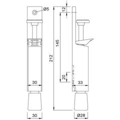 KWS - Türfeststeller 1082.02 Aluiminium silberf.lack.Hubh.50mm Türmontage