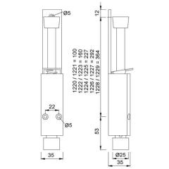 KWS - Türfeststeller 1222.71 Alu.reinweiß (RAL 9010) Hubh.60mm Türmontage