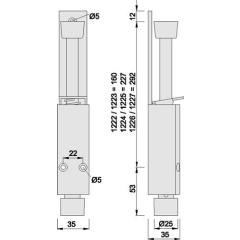 KWS - Türfeststeller 1224.02 Alu.silberf.lack.Hubh.90mm Türmontage