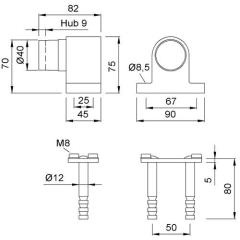 KWS - Türpuffer 2024.02 H.70mm Alu.silberf.lack.Dübelmontage