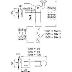 KWS - Torfeststeller 1301/1303/1305 GT schwarz 105mm 15x13mm