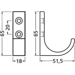 Mantelh.0149 einfach A.51,5mm Alu.schwarz ku.-besch.H.65mm HERMETA