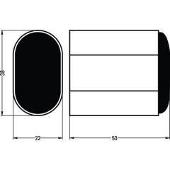 HERMETA - Wandtürpuffer 4700/4702/4704 Alu.schwarz elox.L.50mm