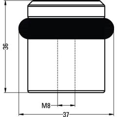 HERMETA - Bodentürpuffer 4735 D.39mm H.36mm Alu.schwarz ku.-besch.Dübelmontage