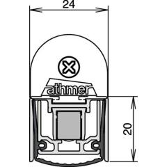 ATHMER - Türdichtung Stadi L-24/20 WS eins.L.1200mm B.24mm Alu.alu blk univ.