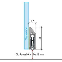 PLANET - Türdichtung KG-SM-Set schmal 1-s.L.834mm Alu.silberf.GLT