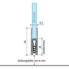 PLANET - Türdichtung KG-F8 schmal 1-s.L.834mm Alu.silberf.GLT