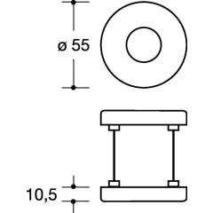 HEWI Drückerrosette 305.21PBR D.21 mm,Ed.matt,anthrazgr,KN+LN,TS38,1